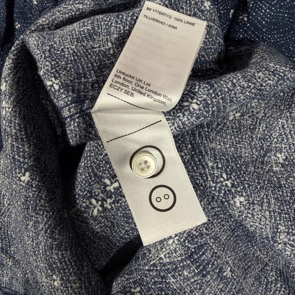 UNTUCKit Hopper-SS Shirt Mens XL Navy 100% Linen Floral Short Sleeve EUC - Picture 8 of 11
